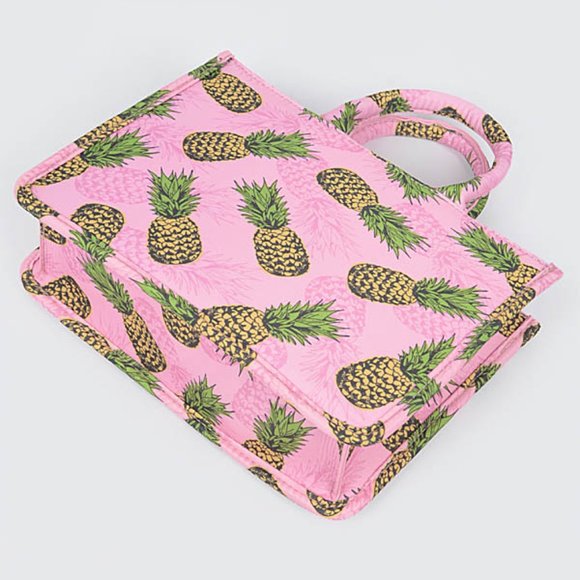 Pineapple Green and Pink Mini Tote/ Crossbody Bag / Island Theme- NWT - Picture 3 of 7